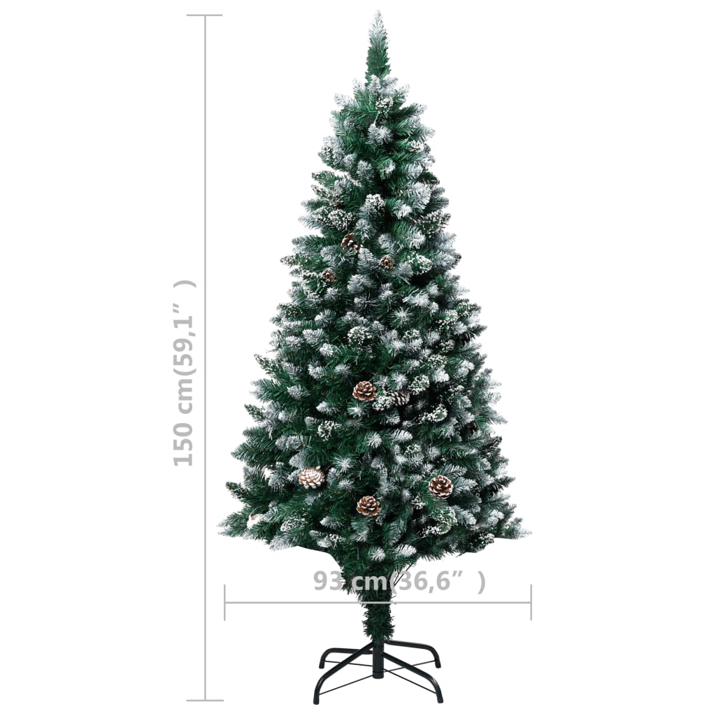 Albero di Natale Artificiale con Pigne e Neve Bianca 150 cm 321015