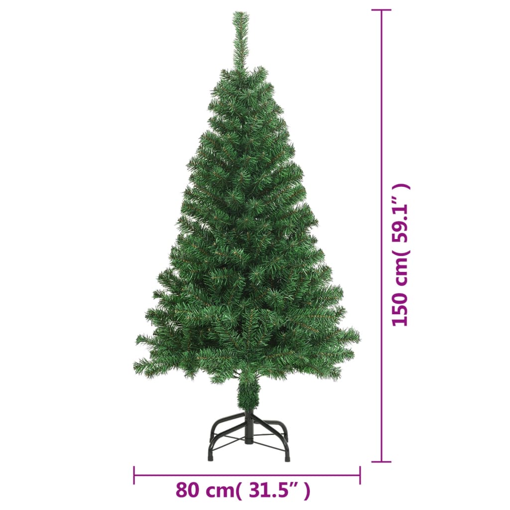 Albero di Natale Artificiale con Rami Folti Verde 150 cm PVC