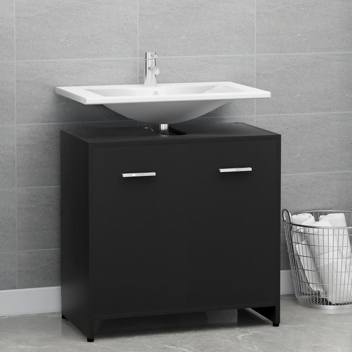 Armadio da Bagno Nero 60x33x61 cm in Truciolato cod mxl 31375