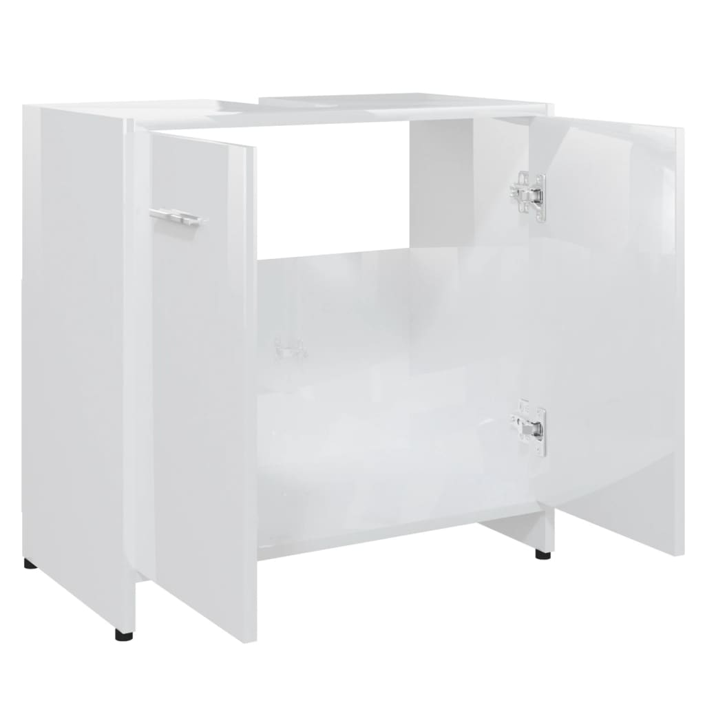 Armadio da Bagno Bianco Lucido 60x33x61 cm in Truciolato 802576