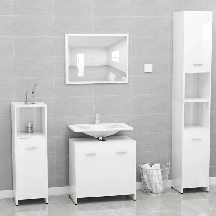 Armadio da Bagno Bianco Lucido 60x33x61 cm in Truciolato 802576