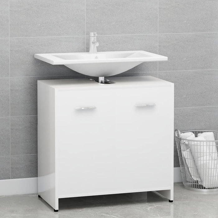 Armadio da Bagno Bianco Lucido 60x33x61 cm in Truciolato 802576