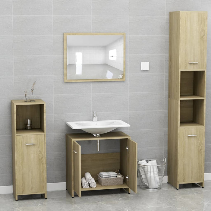 Set Mobili da Bagno Rovere Sonoma in Legno Multistrato