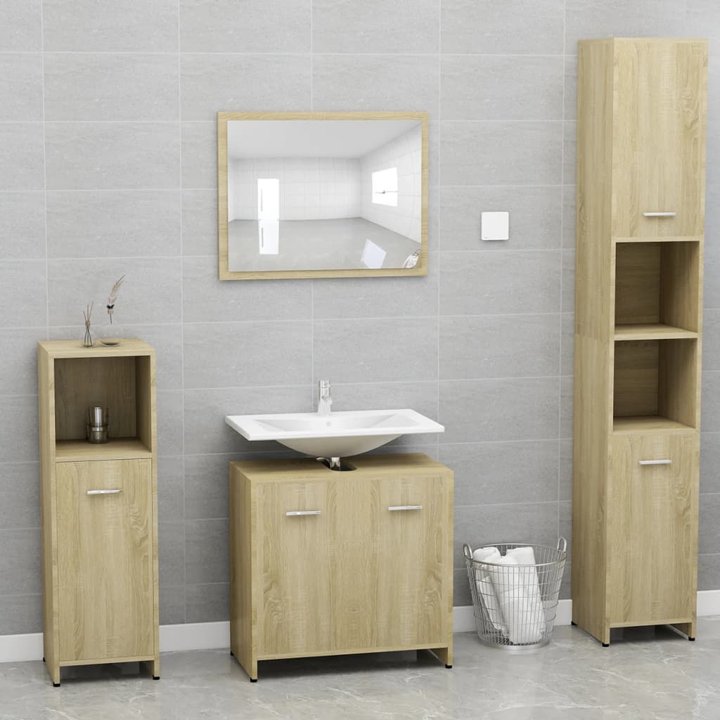 Set Mobili da Bagno Rovere Sonoma in Legno Multistrato