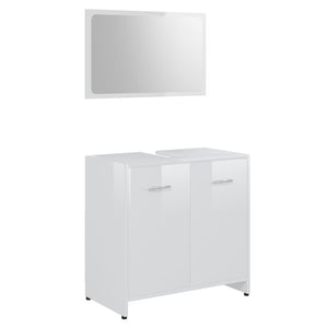 Set Mobili da Bagno Bianco Lucido in Legno Multistrato 802585