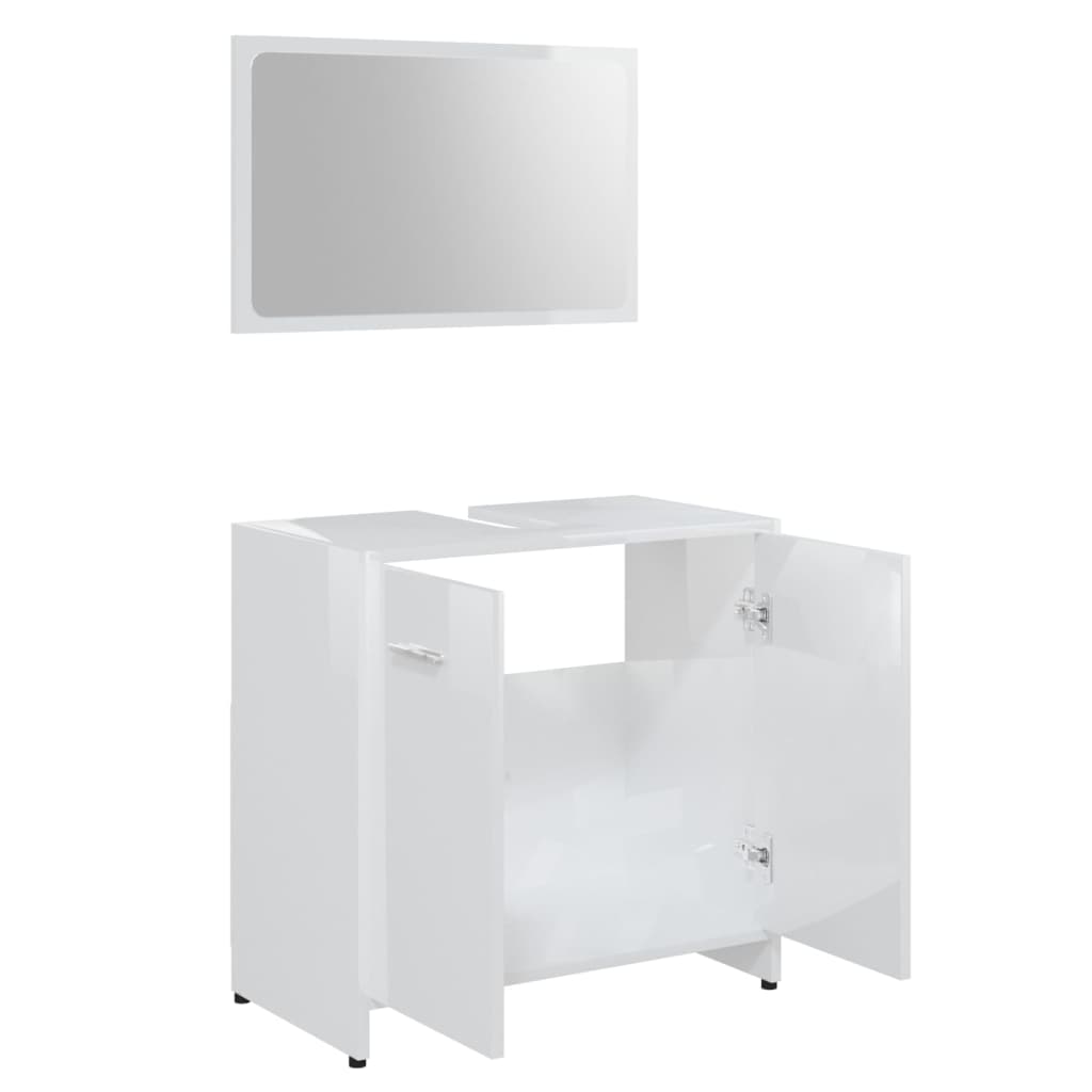  Set Mobili da Bagno Bianco Lucido in Legno Multistratocod mxl 73353