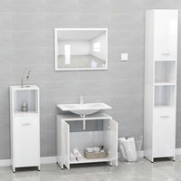 Set Mobili da Bagno Bianco Lucido in Legno Multistrato 802585