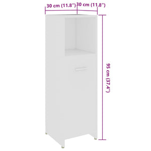 Armadio da Bagno Bianco 30x30x95 cm in Legno Multistrato