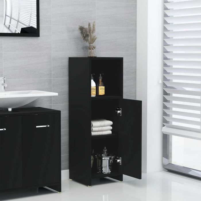 Armadio da Bagno Nero 30x30x95 cm in Truciolato cod mxl 31372