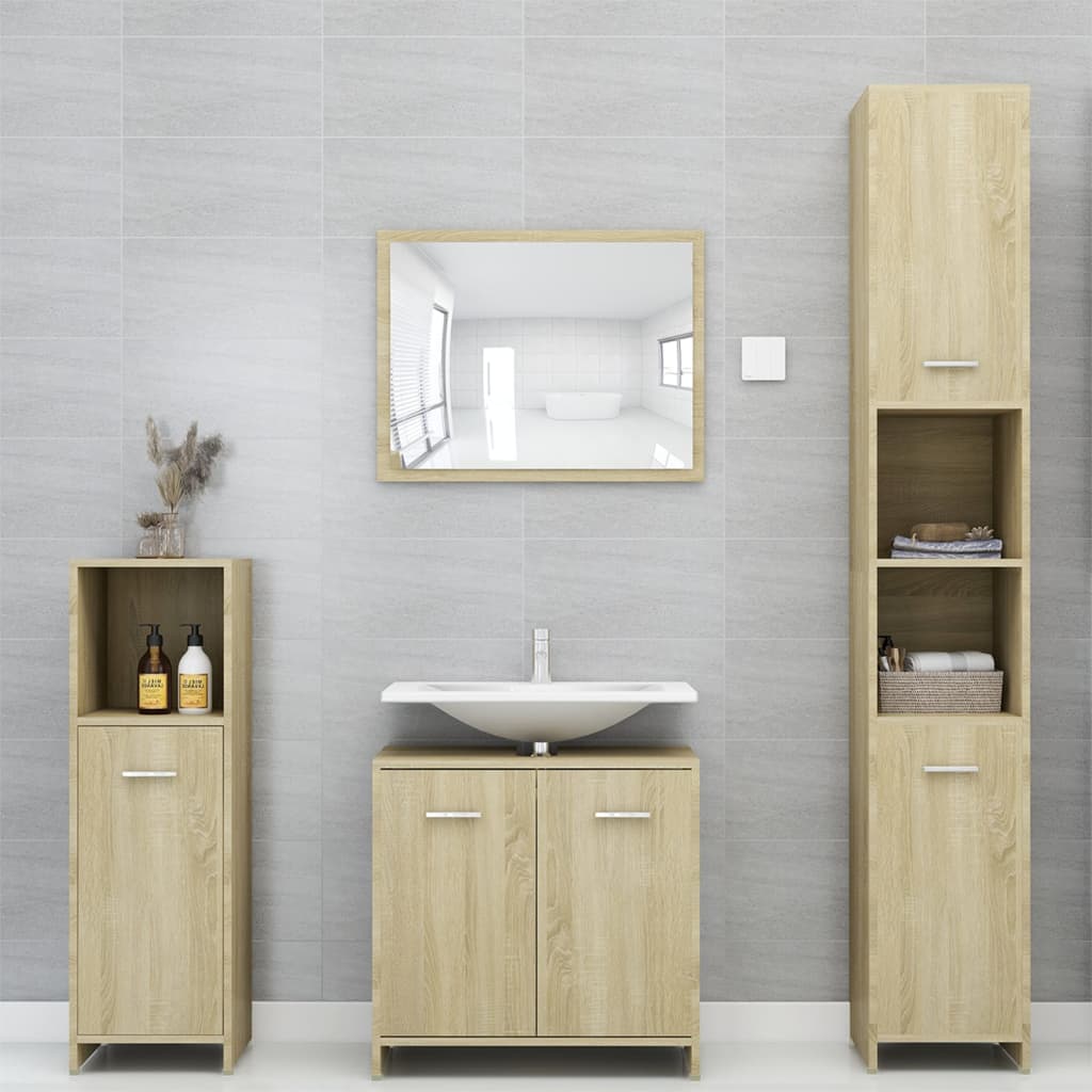 Armadio da Bagno Rovere Sonoma 30x30x95 cm in Truciolato cod mxl 51463