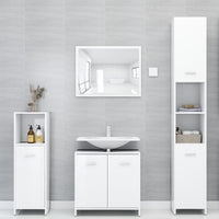 Armadio da Bagno Bianco Lucido 30x30x95 cm in Truciolato cod mxl 31400