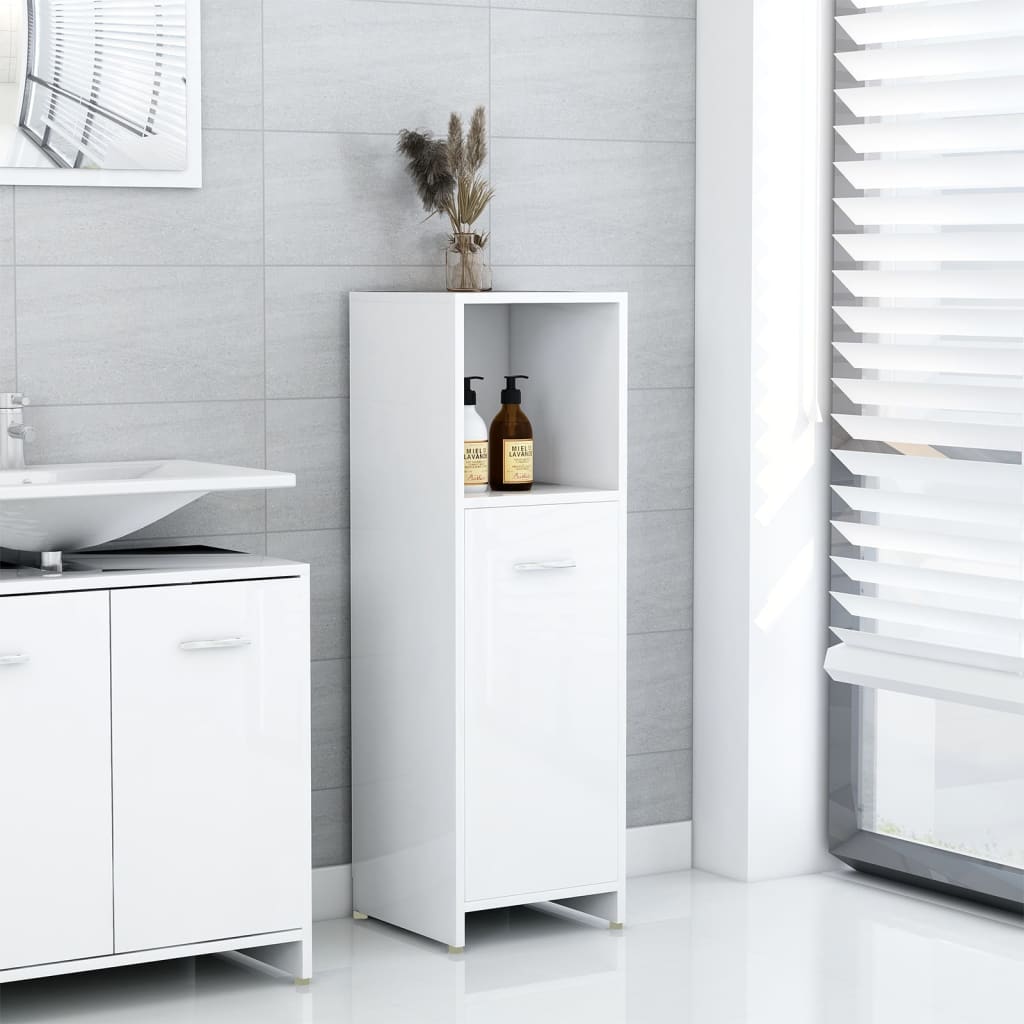 Armadio da Bagno Bianco Lucido 30x30x95 cm in Truciolato cod mxl 31400