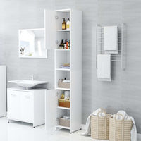 Armadio da Bagno Bianco 30x30x183,5 cm in Truciolato cod mxl 12764