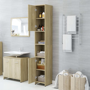 Armadio da Bagno Rovere Sonoma 30x30x183,5 cm in Truciolato 802600