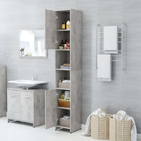 Armadio da Bagno Grigio Cemento 30x30x183,5 cm in Truciolato 802601