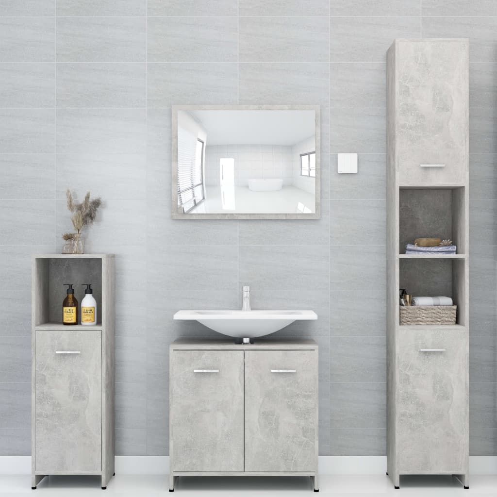 Armadio da Bagno Grigio Cemento 30x30x183,5 cm in Truciolato cod mxl 8069