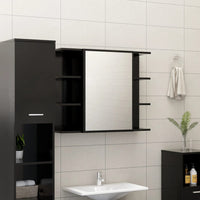 Armadietto a Specchio Nero 80x20,5x64 cm in Truciolato 802607