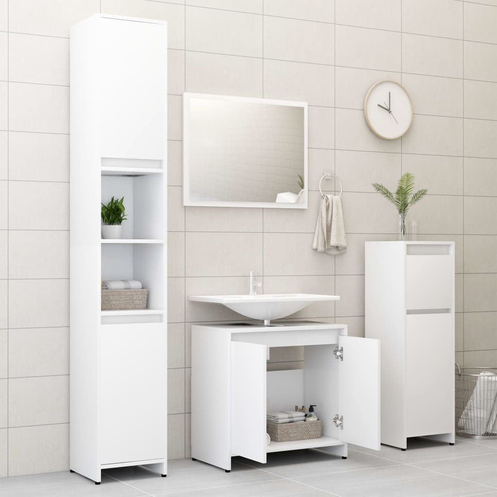 Armadio da Bagno Bianco 60x33x61 cm in Truciolato cod mxl 11875