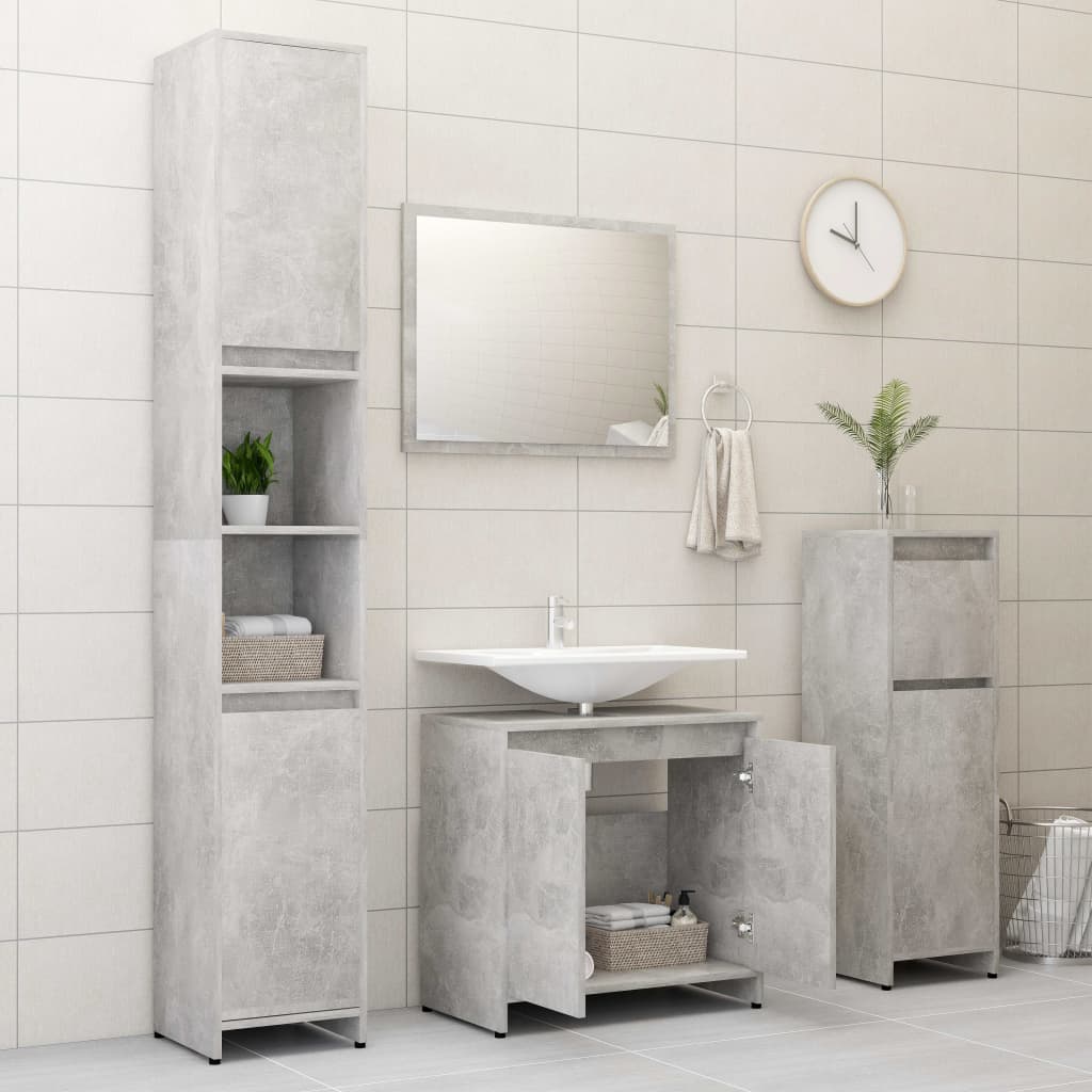 Armadio da Bagno Grigio Cemento 60x33x61 cm in Truciolato cod mxl 52105