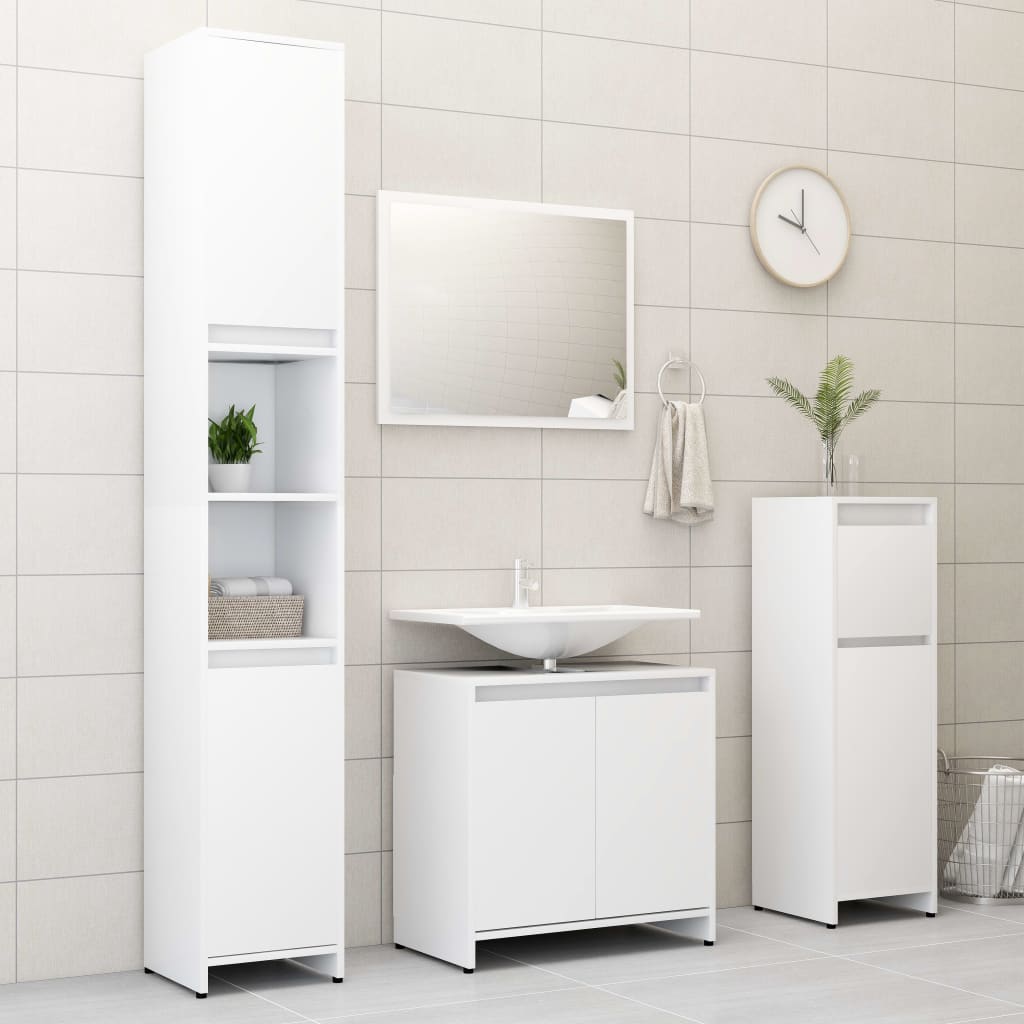 Set Mobili da Bagno Bianco in Legno Multistrato cod mxl 9988