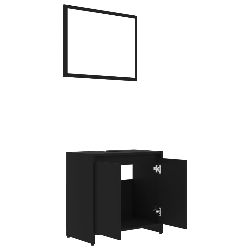 Set Mobili da Bagno Nero in Legno Multistrato 802652