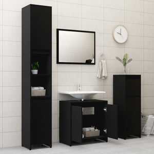 Set Mobili da Bagno Nero in Legno Multistrato 802652