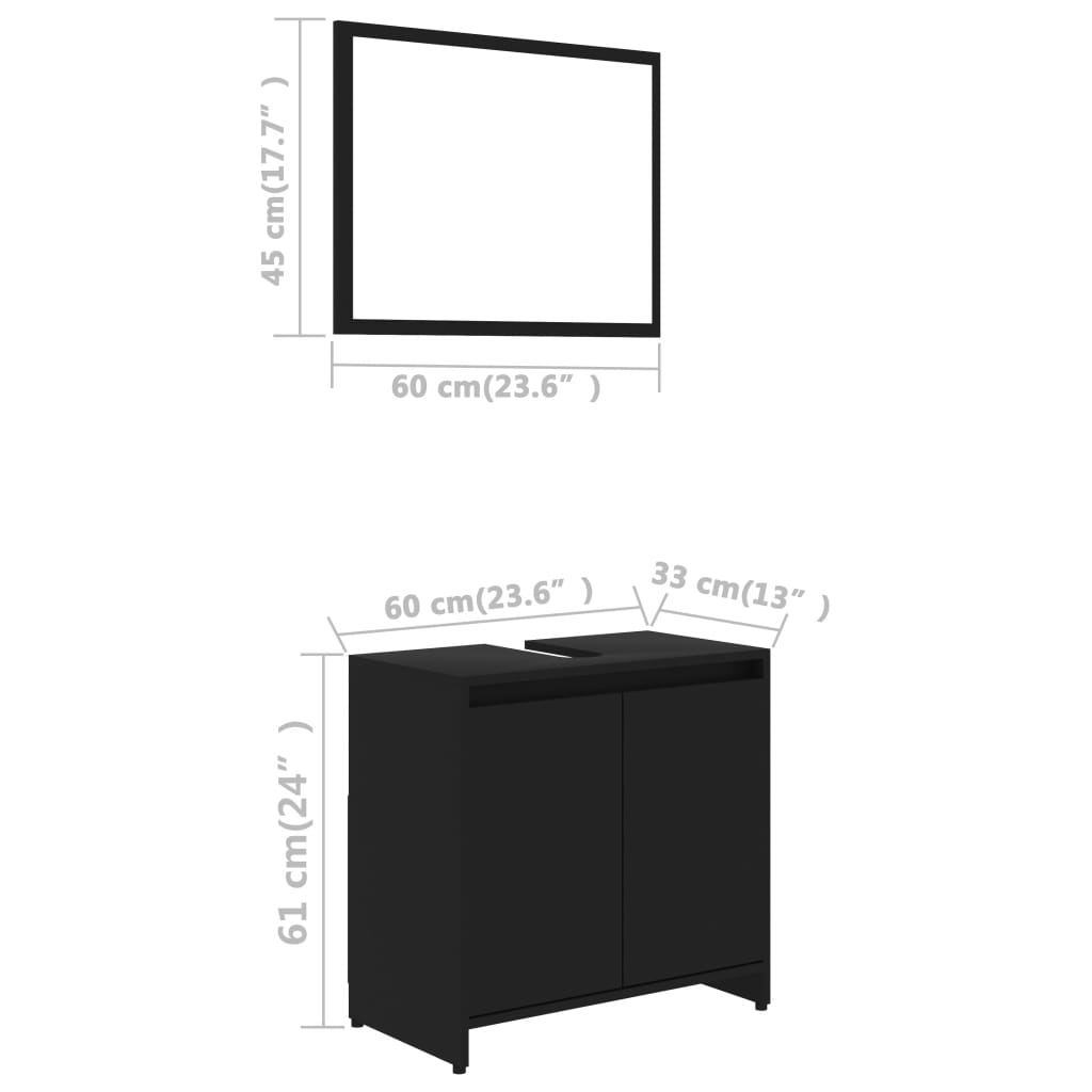 Set Mobili da Bagno Nero in Legno Multistrato 802652