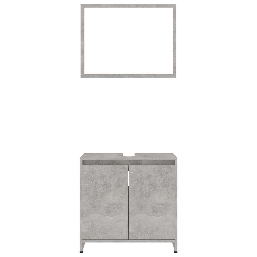 Set Mobili da Bagno Grigio Cemento in Legno Multistrato 802655