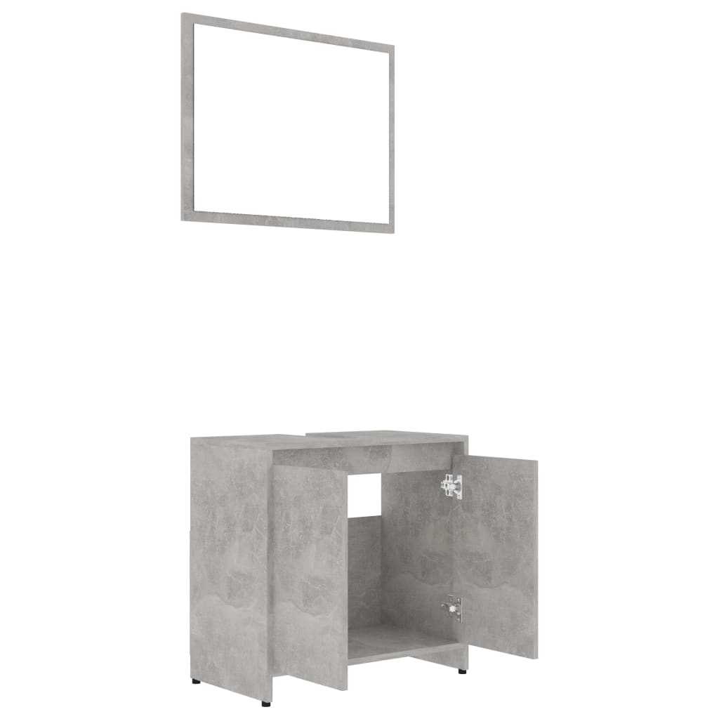 Set Mobili da Bagno Grigio Cemento in Legno Multistrato 802655