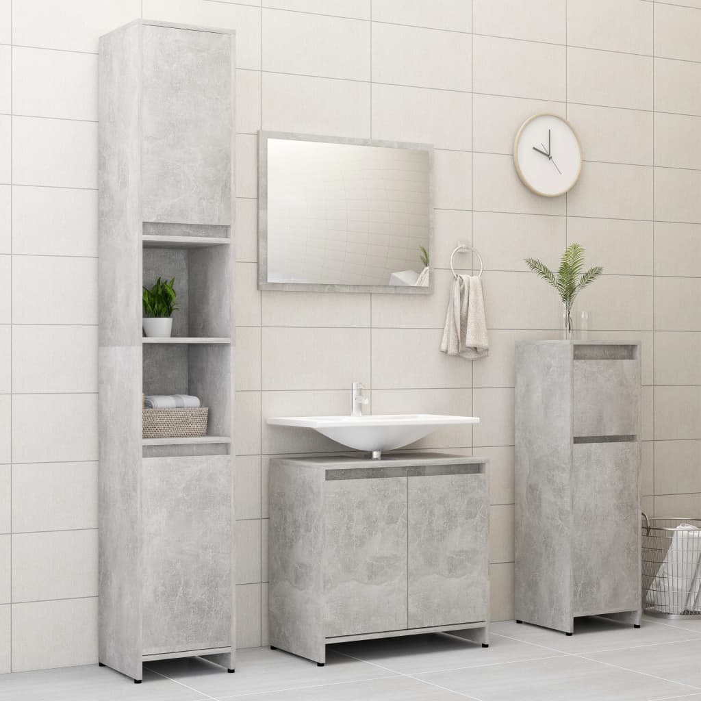 Set Mobili da Bagno Grigio Cemento in Truciolato cod mxl 9537