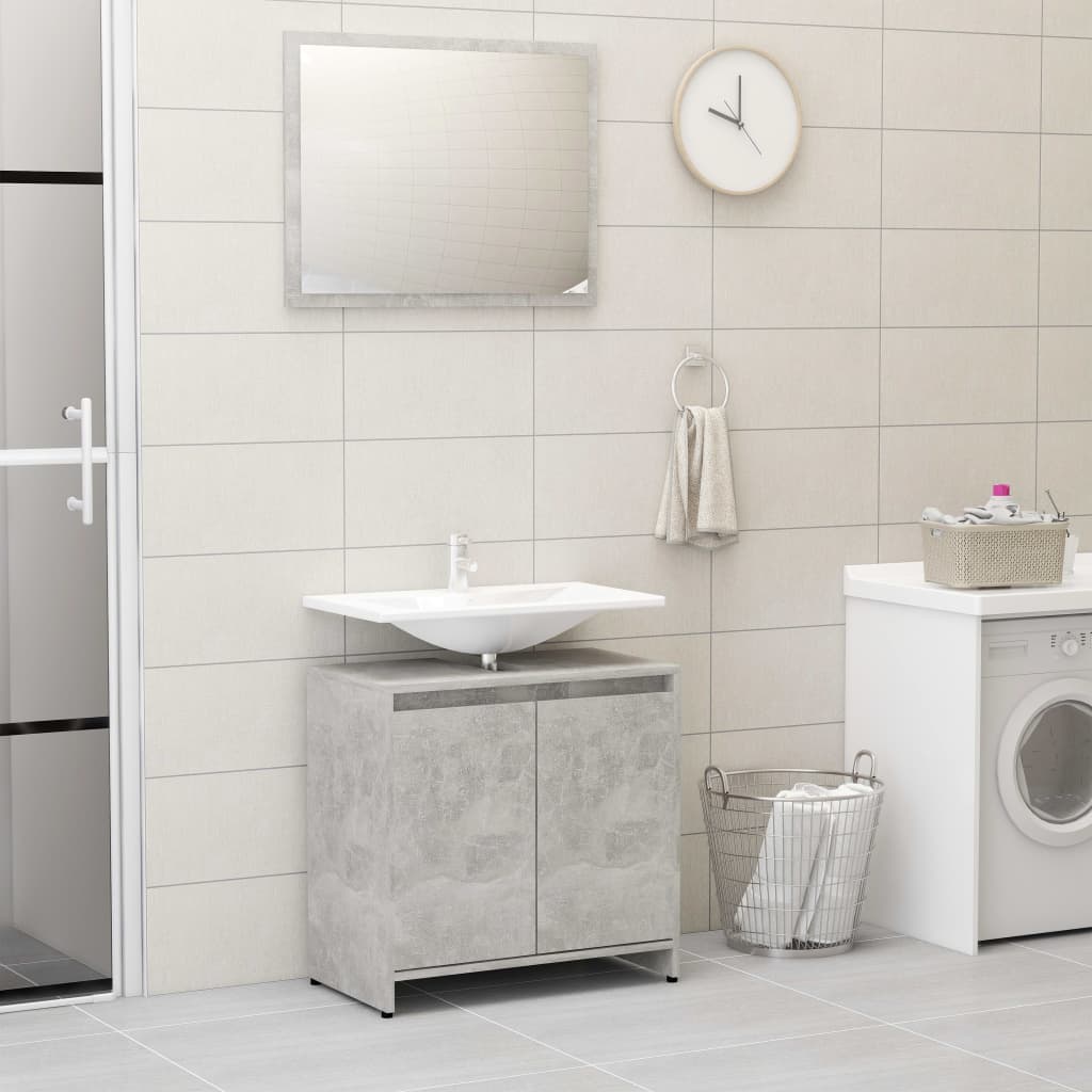 Set Mobili da Bagno Grigio Cemento in Legno Multistrato 802655