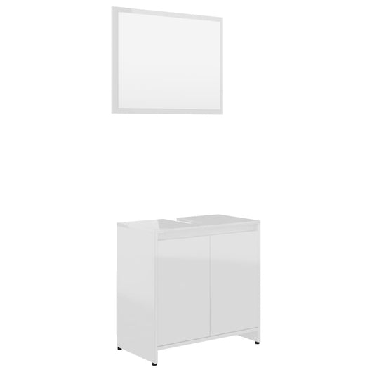 Set Mobili da Bagno Bianco Lucido in Legno Multistrato 802657