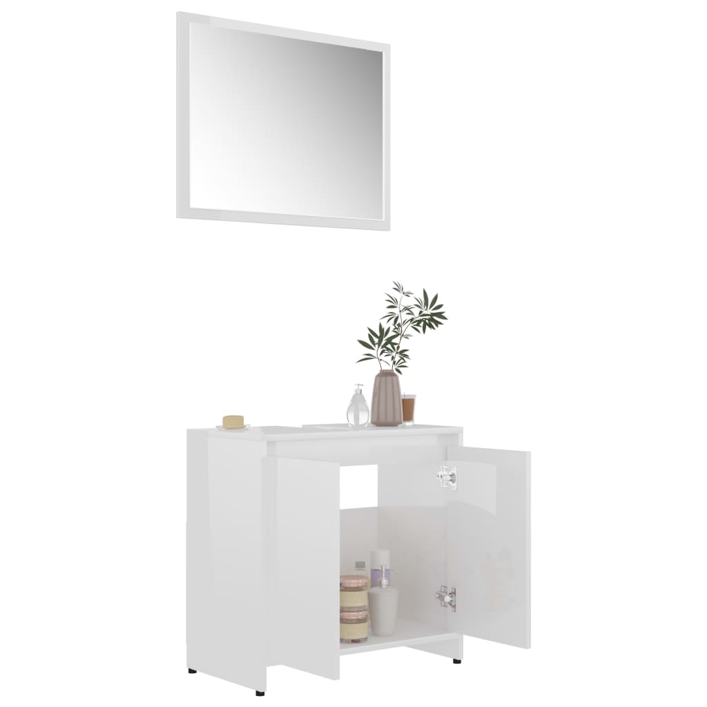 Set Mobili da Bagno Bianco Lucido in Truciolato cod mxl 13674