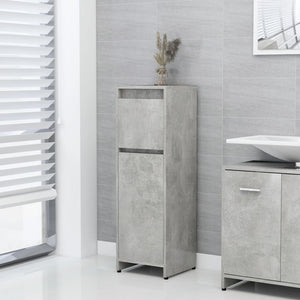 Armadio da Bagno Grigio Cemento 30x30x95 cm in Truciolato