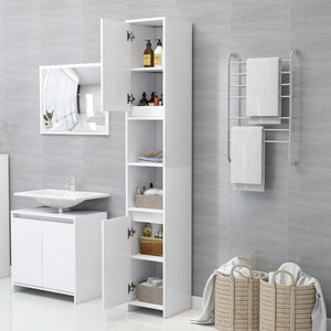 Armadio da Bagno Bianco 30x30x183,5 cm in Truciolato 802669