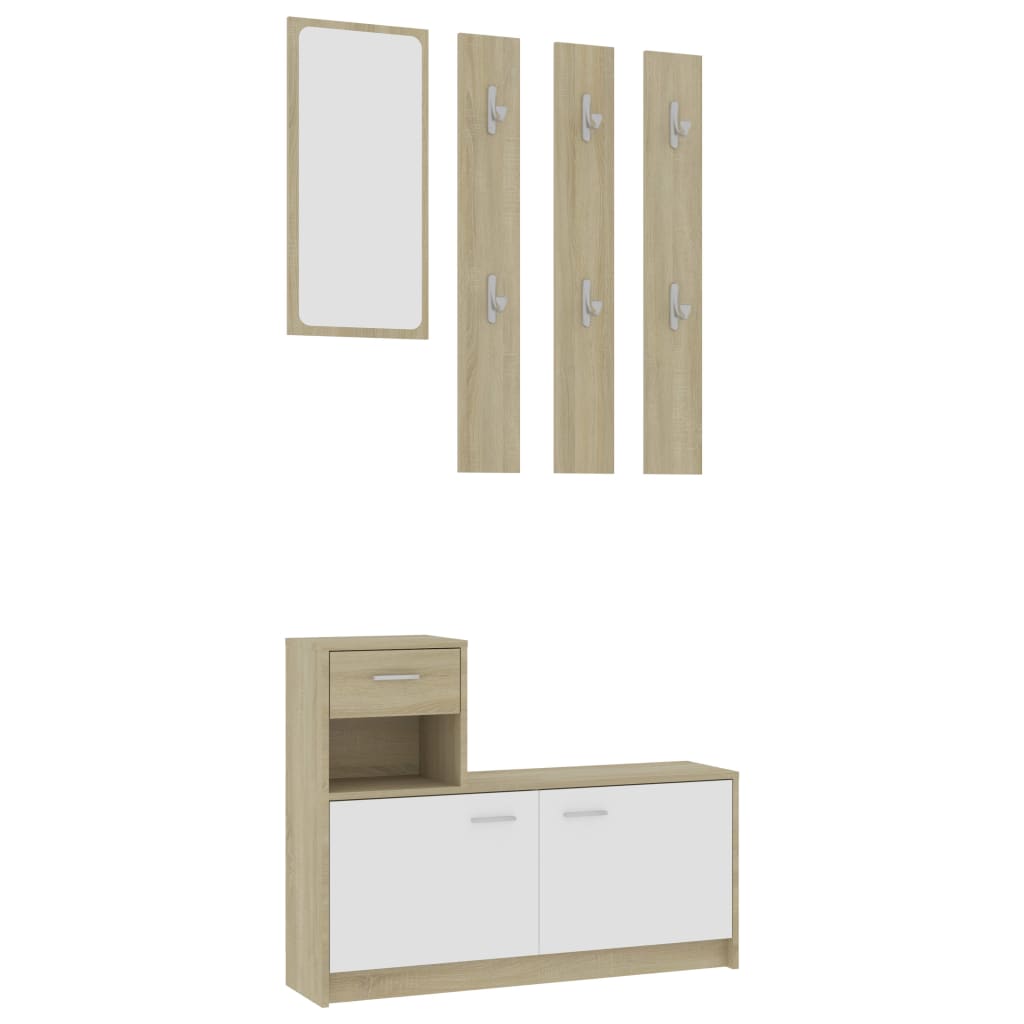 Mobile Ingresso Bianco Rovere Sonoma 100x25x76,5 cm Truciolato cod 10394