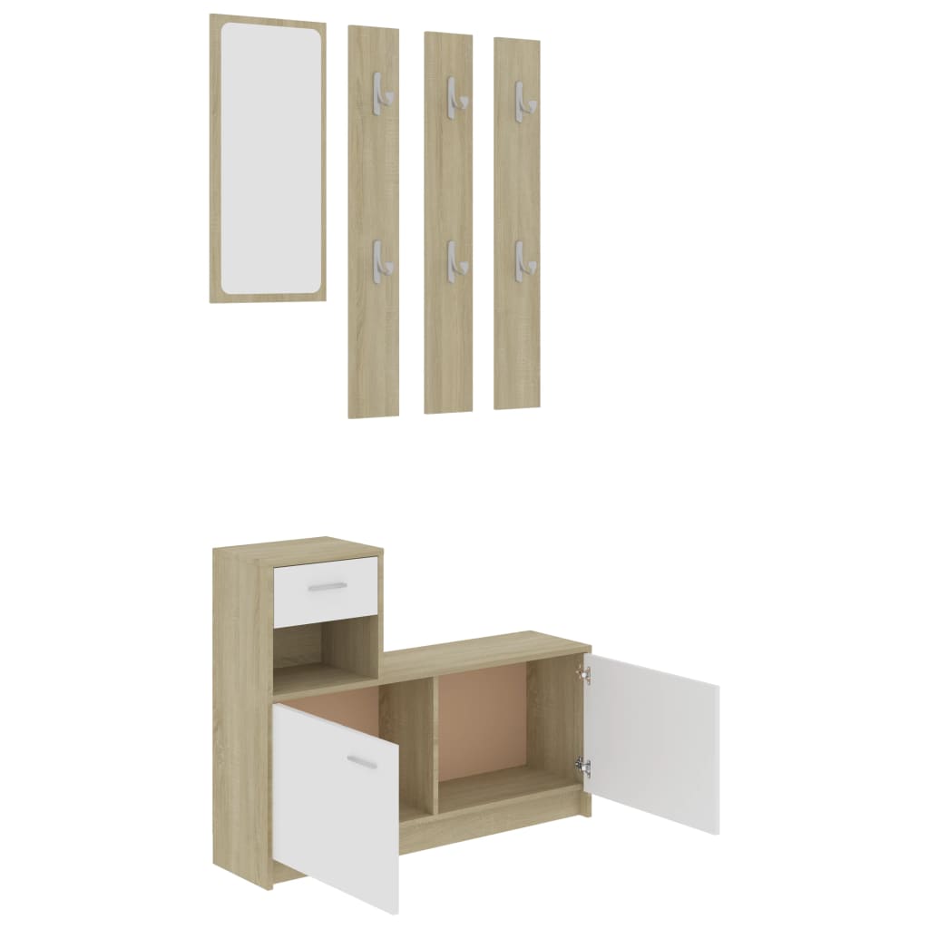 Mobile Ingresso Bianco Rovere Sonoma 100x25x76,5 cm Truciolato cod 10394