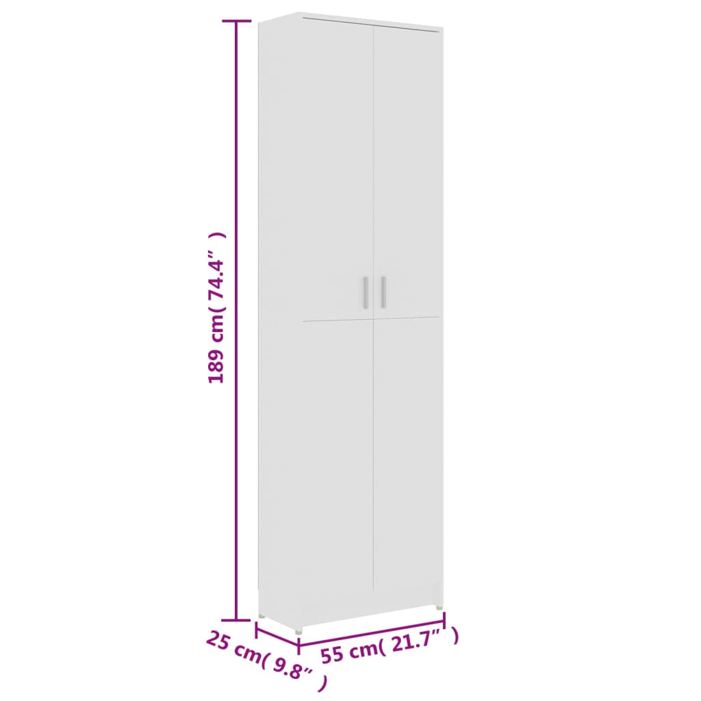 Armadio per Ingresso Bianco 55x25x189 cm in Legno Multistrato 802849