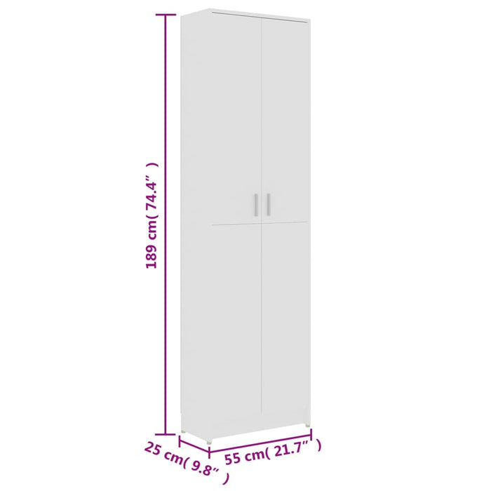 Armadio per Ingresso Bianco 55x25x189 cm in Legno Multistrato 802849