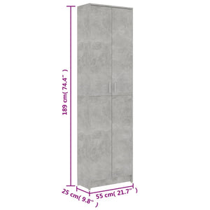 Armadio per Ingresso Grigio Cemento 55x25x189 cm in Truciolato 802853