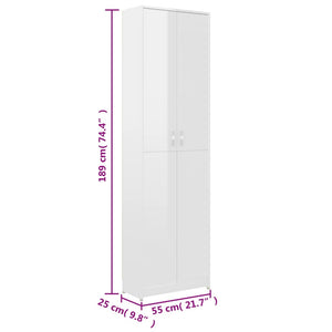 Armadio Corridoio Bianco Lucido 55x25x189 cm Legno Multistrato 802855