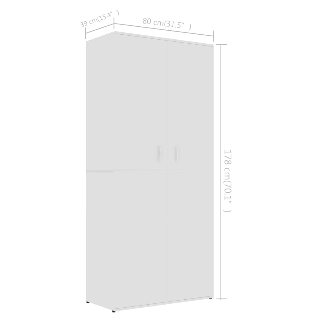 Scarpiera Bianca 80x39x178 cm in Legno Multistrato