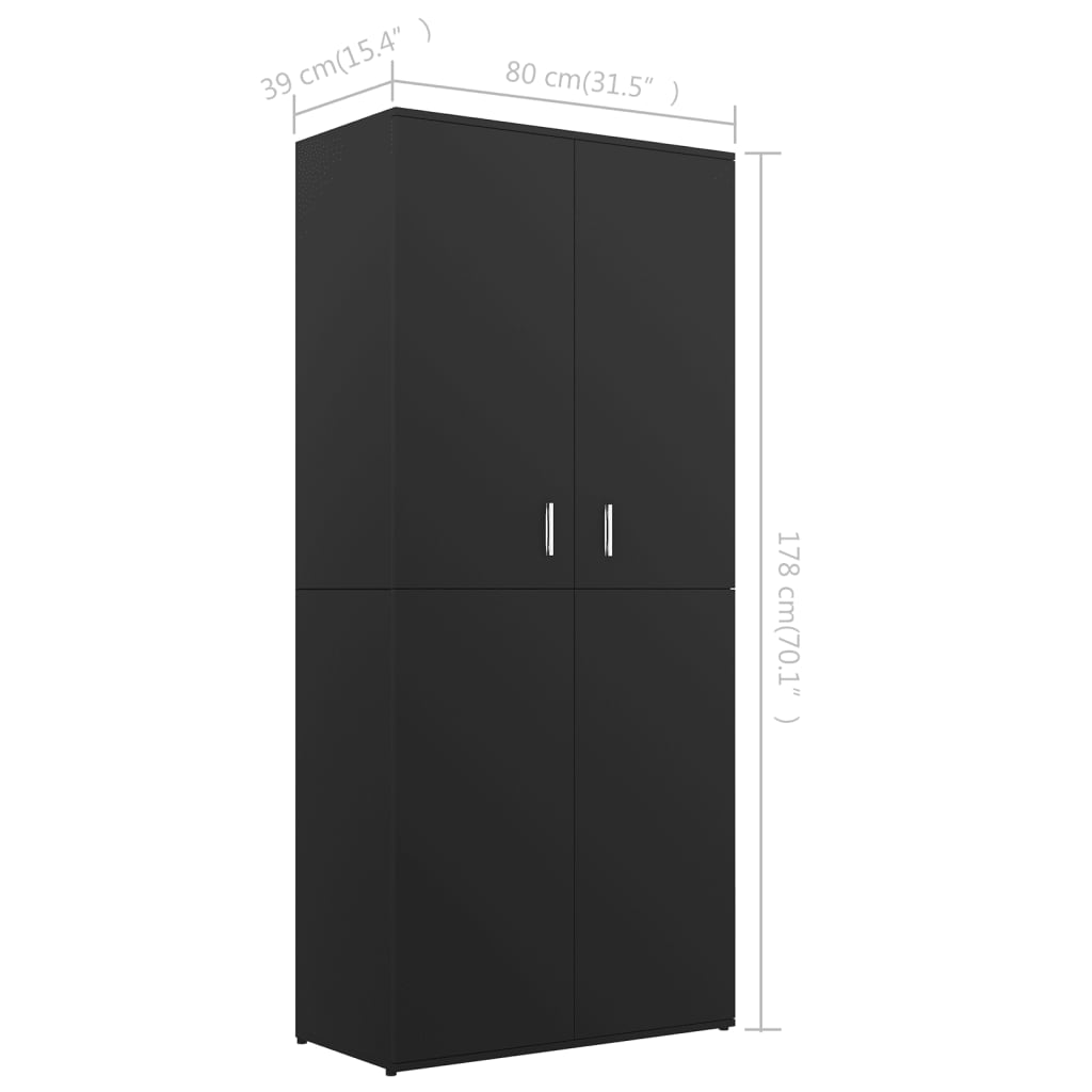 Scarpiera Nera 80x39x178 cm in Truciolato cod mxl 46796