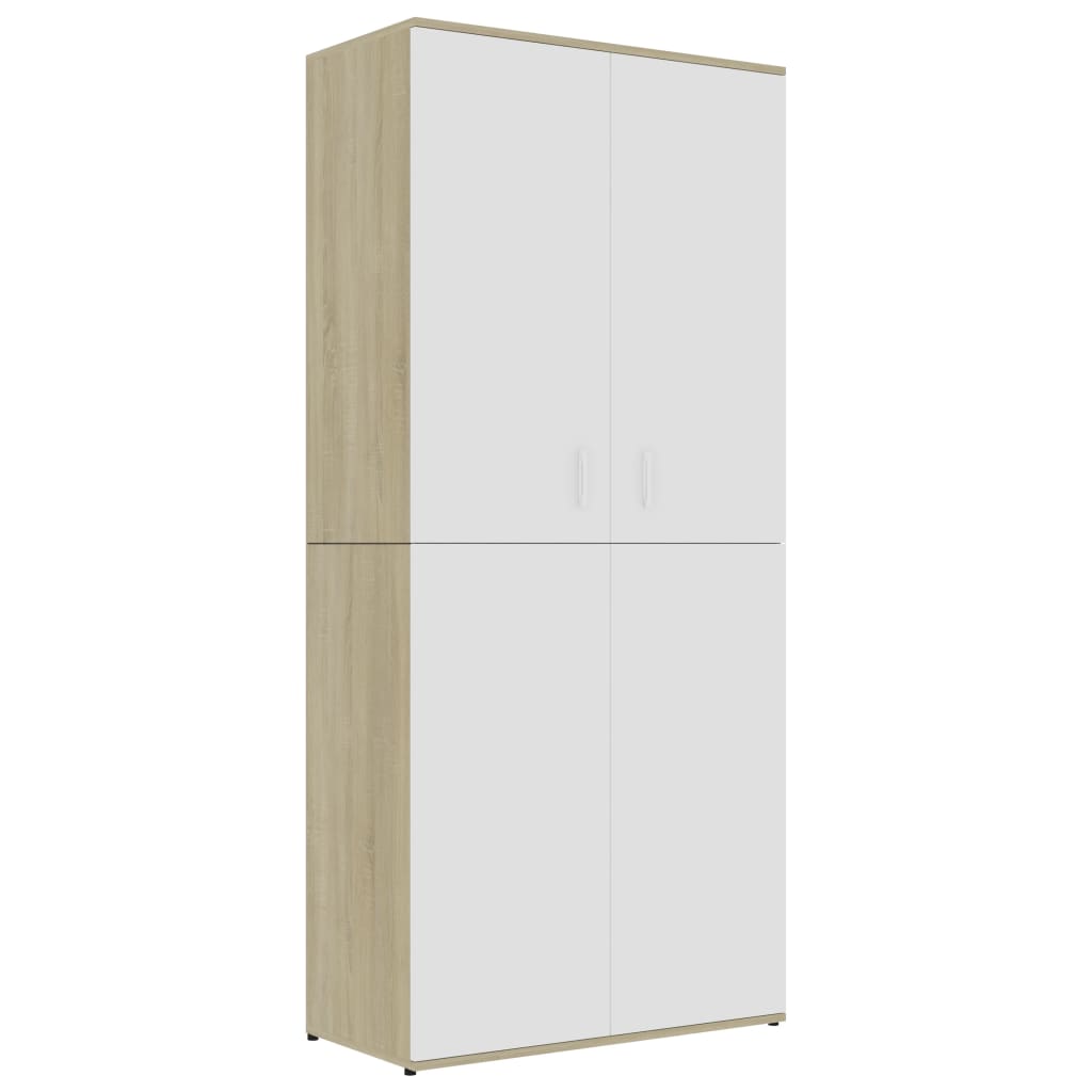 Scarpiera Bianca e Rovere Sonoma 80x39x178 cm Legno Multistratocod mxl 71991