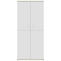 Scarpiera Bianca e Rovere Sonoma 80x39x178 cm Legno Multistrato 802863