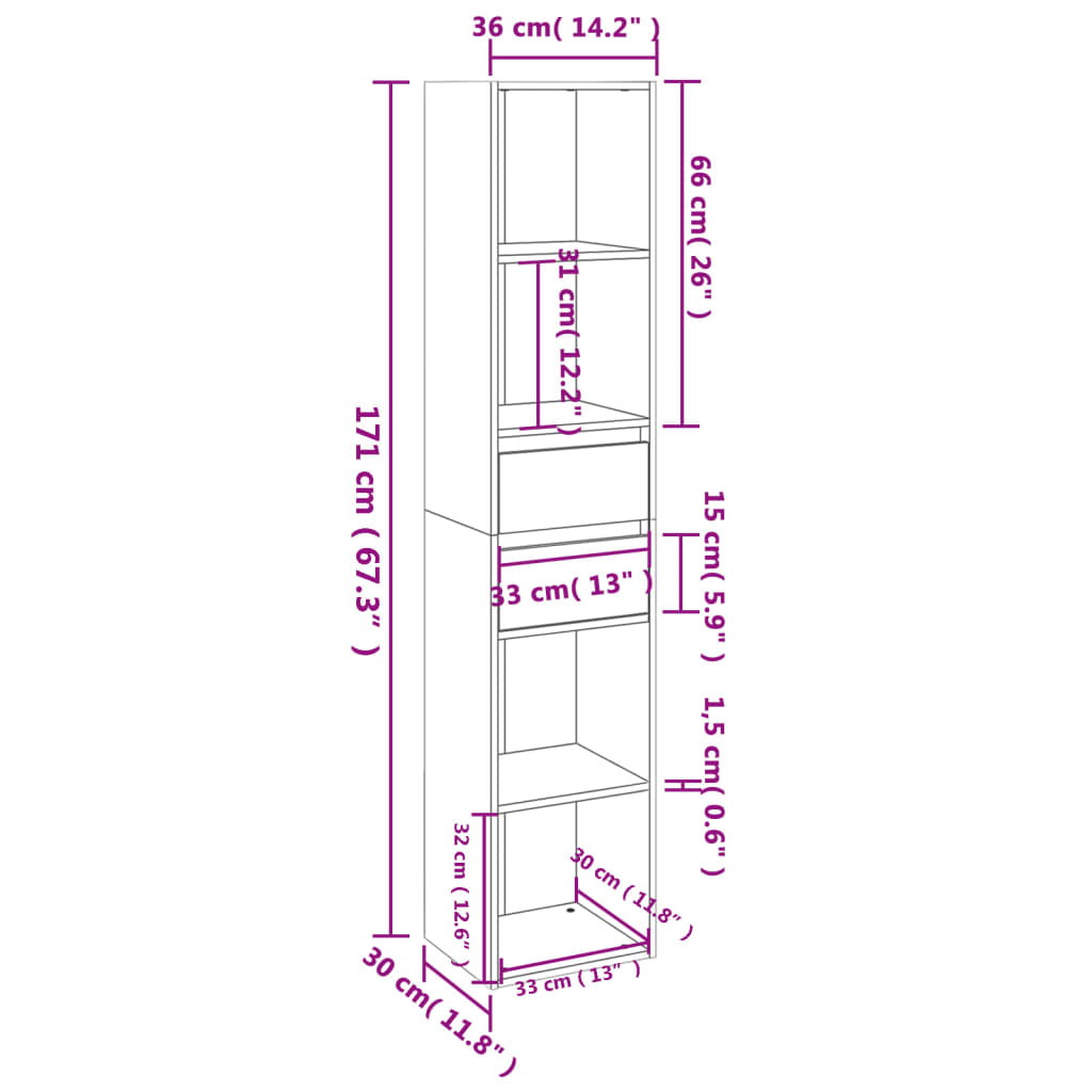 Libreria Bianco Lucido 36x30x171 cm in Truciolato cod mxl 13317