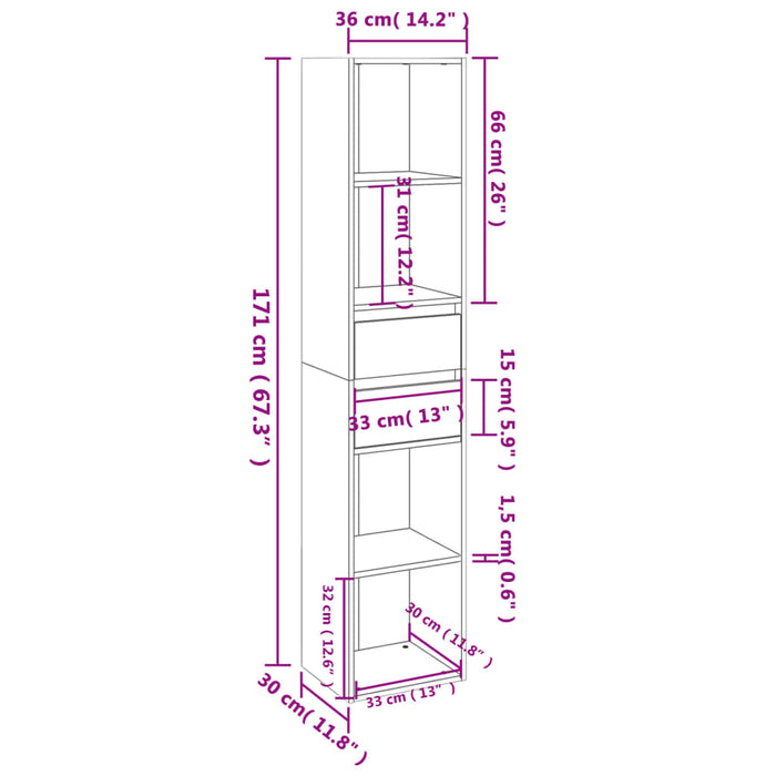 Libreria Bianco Lucido 36x30x171 cm in Truciolato cod mxl 13317