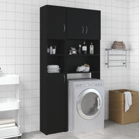 Armadio da Bagno Nero 32x25,5x190 cm in Truciolato 802877