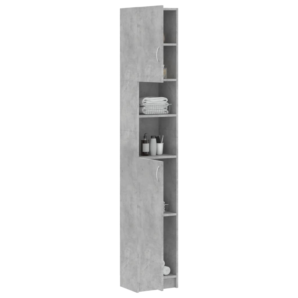 Mobile da Bagno Grigio Cemento 32x25,5x190 cm Legno Multistrato 802880