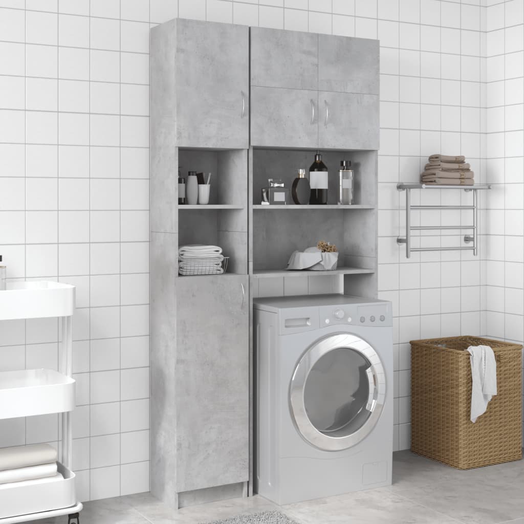 Mobile da Bagno Grigio Cemento 32x25,5x190 cm Legno Multistrato 802880